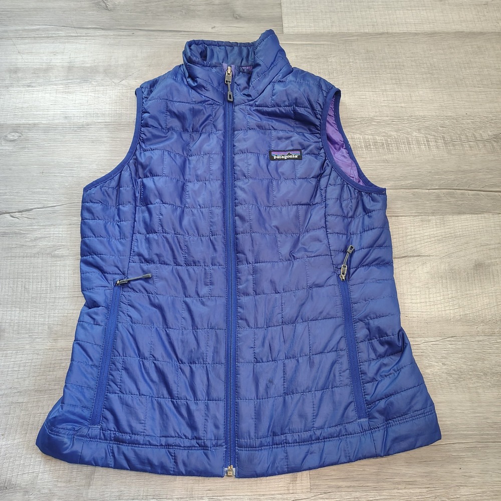Patagonia Nano Puff Vest Womens Small Blue Purple PrimaLoft Quilted Insulated